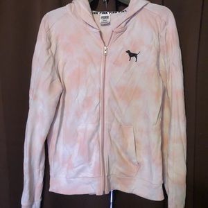 Pink tie-dye full zip hoodie